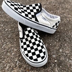 Vans Checkerboard Slip-On Sneakers - Black & White